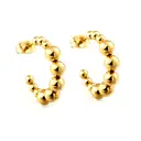 18K PVD Gold Stainless Steel Chunky C-Shape Hoop Earrings, Hollow Geometric Open Hoop Jewelry Set image 2