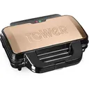 Tower T27013RG Deep Fill Sandwich Maker with Extra Deep and Easy to Clean Non-Stick Plates, Automatic Temperature Control, 900W, Rose Gold image 0