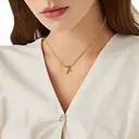 16-Inch 18K Gold Plated Star Charm Necklace, Celestial Stainless Steel Dainty Pendant image 6