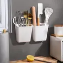 Pack of 4 Self-Adhesive Wall Mounted Storage Boxes, Kitchen Cabinet Door Storage Box, Bathroom Organiser, for Cupboard, Bathroom, Fridge Small Items Organiser Storage Box image 6