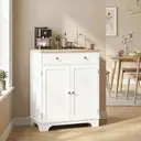 HOMCOM Kitchen Floor Cabinet Side Storage Cupboard Multi-use Sideboard Table with Solid Wood Top, Adjustable Shelf,Drawer for Dining Room, Living Room,Hallway image 8