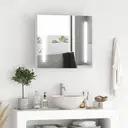 kleankin LED Bathroom Mirror Cabinet, Illuminated Bathroom Mirror with Lights, Adjustable Shelf, Touch Switch and USB Charge, 65 x 70cm, White image 1
