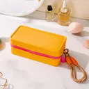 Trousse de Maquillage Portable en Silicone JORDAN&JUDY Colorblock Jaune 20*12*8cm 1 pièce image 2
