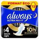 ALWAYS Platinum - Serviettes Hygiéniques Nuit Super Plus - 72 Unités image 0