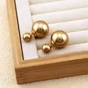 VoxorAI gold classic double pearl earrings with two pearls on both sides, light luxury, high fashion, niche new products 6mm and 14mm image 1