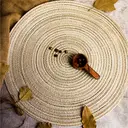 Lot de 6 sets de table ronds en polyester et coton tissé effet pailleté, diamètre de 38 cm - Brun clair image 2