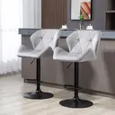 HOMCOM Bar Stools Adjustable Quilted Geo Velvet Grey/Black 2pcs image 3