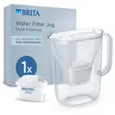 BRITA Water Filter Jug Style Essential White incl 1x MAXTRA PRO Pure Performance Cartridge - Fridge-Fitting Design Pitcher with Smart LED-LTI and Flip-Lid Reduces Chlorine, Limescale and Impurities image 0