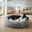 SONGMICS Fluffy Dog Bed, Cat Bed, Doughnut Cushion, Washable, Removable Padding in the Middle, Long Plush, 100 cm Diameter, Ombre Grey image 5