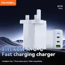 PAVAREAL K113CTC British standard A+C+C 40W charger set (dual flash charging) white image 1