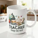 Alphynix 1 Mug blanc 33cl avec citation "LES ENSEIGNANTS Changent le Monde" & icônes éducatives, inspirerendes Weihnachts- oder Thanksgiving-Geschenk für Pädagogen,Le cadeau de la saint-valentin, cadeau d’anniversaire image 1