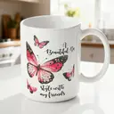 Alphynix 1 Mug blanc 33cl avec citation "Une belle journée" et design papillon, cadeau parfait pour meilleure amie pour anniversaire ou fête de l'amitié,Le cadeau de la saint-valentin, cadeau d’anniversaire image 1