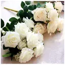 Yuejia 1Pc 18.89in/48cm Artificial Roses Flowers Arrangement Silk Bouquet for Home Office Parties Bridal and Wedding Decoration(white) image 6