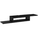 HOMCOM Floating TV Unit, Wall Mounted TV Stand with Open Shelf and 2 Cable Holes, Entertainment Unit for Living Room, Black image 0