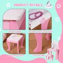 HOMCOM Girls Dressing Table with Mirror, Stool, Kids Dressing Table, Unicorn-Designed Play Toy for Toddles Girls Age 3-6 Years, Acrylic Mirror, Pink and White image 6