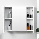 kleankin Bathroom Medicine Cabinet with Mirror, Wall Mounted Bathroom Mirror Cabinet with 3 Doors, Adjustable Shelves, White image 8