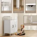 HOMCOM Industrial Kitchen Sideboard with Open Shelf, 2 Cabinets, Adjustable Shelves, Sideboard Buffet for Entryway, Living Room, Dining Room, White image 5