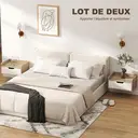 HOMCOM Lot de 2 tables de chevet murales, tables de nuit suspendues avec tiroir et plateau à rebords surélevés, style moderne, pour chambre à coucher, salon, 40 x 30 x 19,5 cm, blanc et bois naturel image 3