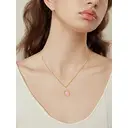 17-Inch Gold Plated Oval Stone Pendant Necklace, Pink Natural Look Gemstone Charm Jewelry image 5