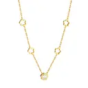 Gold Flower and Mother of Pearl Necklace, 4 Hollow Cherry Blossom Charms image 1