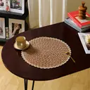 6pcs 38cm Round Placemats Non-slip Placemats Round，Papyrus semi-circular placemat Khaki inside, beige outside，Bohemian Style Table Mats for Kitchen Home Decoration Dining Room Festivals Wedding Party Hotel Farmhouse Family Gathering Table Decoration image 2