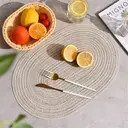 Lot de 6 sets de table ovales tressés 30 x 45 cm - Beige clair image 4