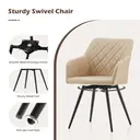CLIPOP Faux Leather Dining Chairs, Set of 2, 360 °Swivel Upholstered Kitchen Chairs Armchair with Backrest and Metal Legs for Home Office Bedroom Living Room Lounge 0588 cream 54.5*60*84 cm image 5