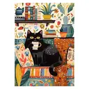 JU7CER 5D Full Round Drill Diamond Painting Kit - Black Cat | Adult Fun Animal Crystal Art | Home Wall Decor & Gift 12×16 Inches (30×40cm) image 0