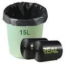 Vivreal Lot de 2 rouleaux de sacs poubelles compostables à base d'amidon de maïs noir - 100 x 15 L image 8