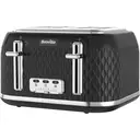 Breville Curve 4 Slice Toaster, High-Lift, Wide Slots, Textured, Black & Silver Chrome - VTT786 image 0