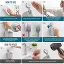 TAILI Porte-brosse à dents à ventouse lot de 2, ventouse puissante pour dentifrice et brosse à dents, porte-rasoir de douche auto-égouttant, porte-brosse à dents de douche mural, support de vaisselle de cuisine, Gris image 7