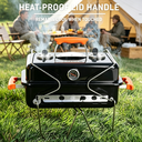 Tragbarer Holzkohlegrill, leichter, faltbarer BBQ-Grill mit Tragegriff, kompakte 41,5 x 26,5 cm Grillfläche für Camping, Picknick & Kofferraum, 4,76 kg image 6