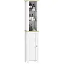 kleankin Slim Bathroom Storage Unit with Open Compartment, Bathroom Storage Cabinet with Adjustable Shelf, 34 x 23 x 165 cm, White image 0