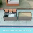 Outsunny PE Rattan Outdoor Storage Bench, Aluminium Garden Bench with Storage Underneath w/ Zipped Inner Lining, Rods for Deck, Grey image 3
