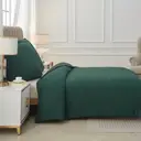 MEEALLHOME Parure de lit en flanelle lavée vert foncé - 1 housse 155 x 220 cm et 2 taies 80 x 80 cm image 3