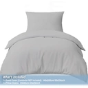 LeBonsoir Parure de lit brossée avec 1 housse de couette 140 x 200 cm et 1 taie d’oreiller 65 x 65 cm, avec fermeture éclair - Gris clair image 3