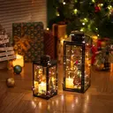 Lanterne décorative à suspendre en métal et verre noir - 24 cm image 4