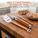 Huacan Stainless steel barbecue tool set, wooden handle fork shovel clip combination set, 3-piece set image 1
