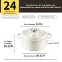 COOKER KING Chuanjia cocotte néerlandaise en fonte émaillée, robuste, chauffe uniforme, maintien de la chaleur longue, ustensile de cuisson, blanc amande, 24 cm image 4