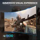 CRUA 27" Curved Gaming Monitor | FHD 1920x1080P 144Hz 1800R VA-scherm, 120% sRGB, AMD FreeSync, HDMI & DP, Wandmontage – Zwart image 3