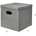 ANQI Foldable Burlap Cloth Cube Storage Bin with Lid, Gray, Set of 2 image 2