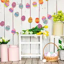 Yuejia 2Pcs 9.8ft/3mEaster Egg Garland Easter Decoration Banner Easter Party Decoration Spring Garland Pastel Egg Hunt Bunting Garland for Easter Brunch Easter Birthday Office & Home Decor image 1