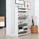 HOMCOM Narrow Shoe Cabinet with 3 Flip Doors, 14-18 Pairs Shoe Cupboard with Open Shelf for Slim Hallway and Entryway, 24 x 60 x 132 cm, White image 6