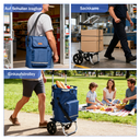 Foldable Shopping Trolley with Cooling Compartment, 3-in-1 Trolley, Sack Truck & Shoulder Bag, Shopping Trolley, Shopping Trolley 43L Capacity & Tie Down Strap, Shopping Cart with Wheels, Foldable Trolley, Grocery Shopping, Portable Trolley, Blue image 4