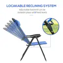 Outsunny Folding Garden Chairs Set of 2, 5-Position Recliner Camping Chair with High Back, All Weather Texteline Seat, Portable Outdoor Dining Chairs with Headrests for Patio, Picnic, Blue image 4