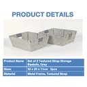 KEVAHOME SET OF 2 COTTON STRAP MEDIUM BASKETS-GREY 13x10x4.5''H image 4