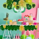 66pcs 15.3in/38.8cm
Artificial Palm Leaves Tropical Fake Leaves, Monstera Leaf Gold and Green Faux Leaves for Safari Jungle Hawaiian Dinosaur Luau Party Table Decoration image 1