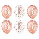 Unique Party Latex 18th Birthday Balloons, Glitz Rose Gold, 30cm, 6 Pack image 0