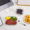 JORDAN&JUDY Ensemble de 8 boîtes de conservation de denrées rectangulaires en verre borosilicate, amovibles, 150 ml x 1 + 200 ml x 1 + 320 ml x 1 + 370 ml x 1 + 520 ml x 1 + 640 ml x 1 + 800 ml x 1 + 1040 ml x 1, lunch box portable, bleu image 5