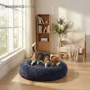 SONGMICS Comfortable Pet Bed, Donut Dog & Cat Bed, Removable & Washable Inner Pad, Machine Washable, Plush Material, 80 cm, Dark Grey, Diameter 80 cm, Height 20 cm image 3